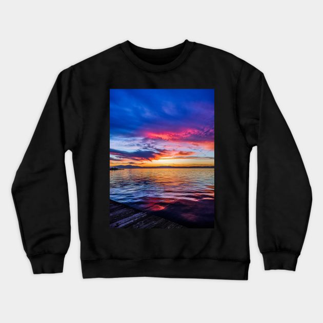 Rainbow Sunset in Thessaloniki Crewneck Sweatshirt by GRKiT